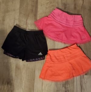 set of 4 darling girls athletic short/skorts